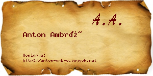 Anton Ambró névjegykártya